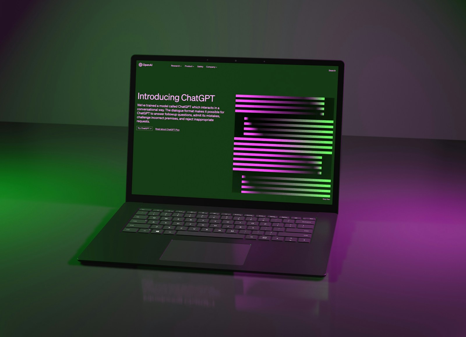 Laptop cu interfața ChatGPT — AI ca instrument în dezvoltarea website-urilor